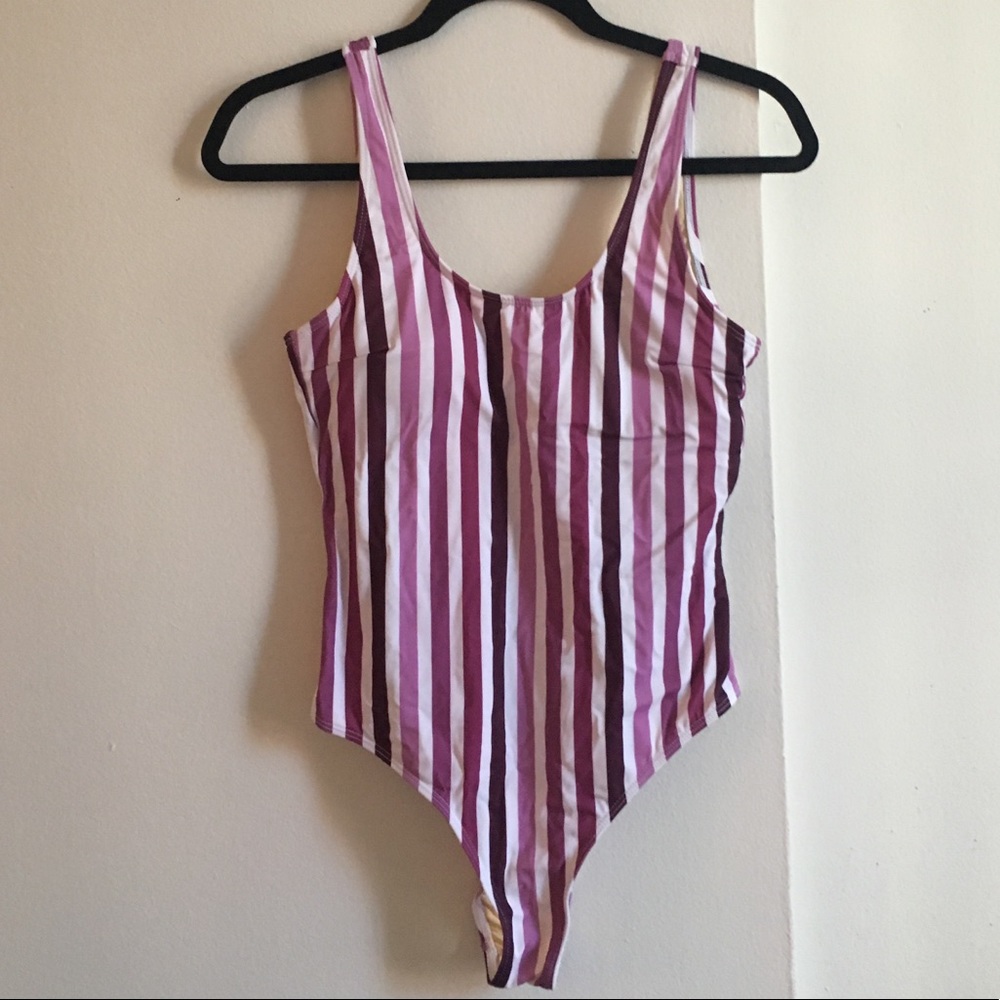 NWT CupShe Purple Striped Swimsuit